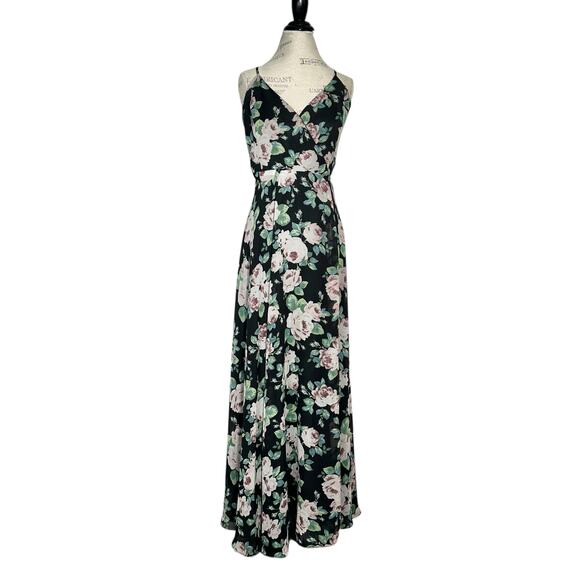 Lulus | Women | Legendary Romantic Dark Floral Chiffon Wrap Maxi Dress | Size XL - Picture 2 of 16